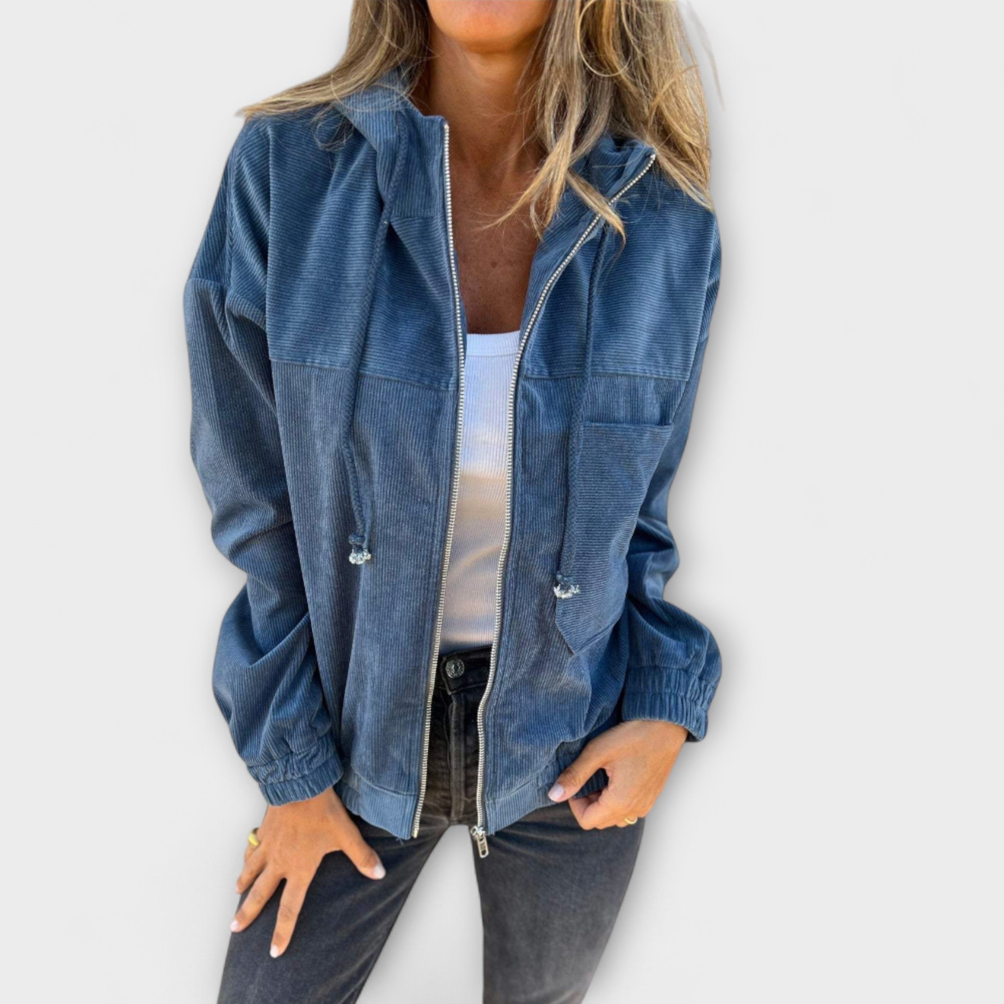 Ella - Chaqueta de pana con capucha y cremallera