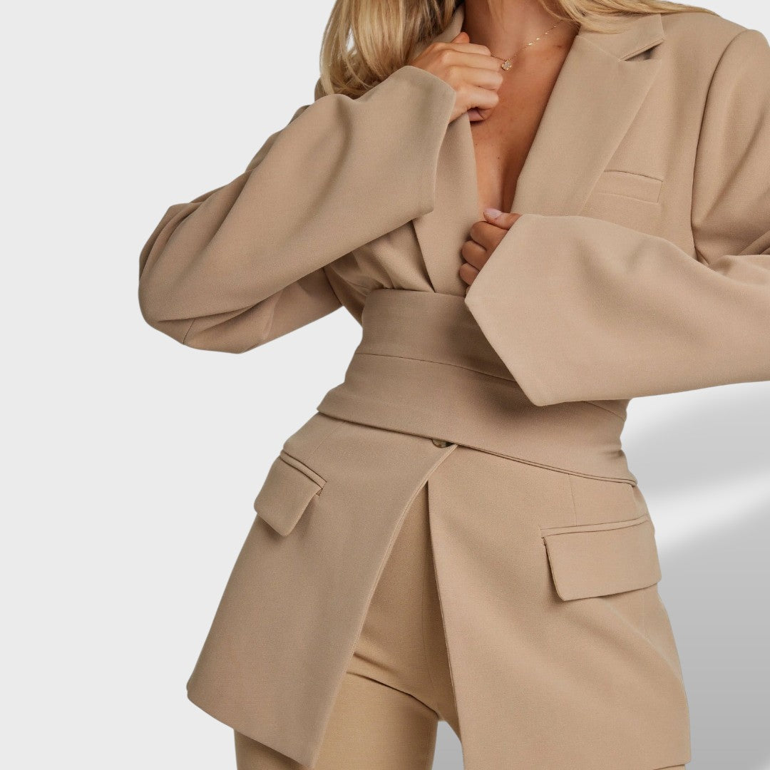 Chaqueta Mujer Cinturón Entallado Chic