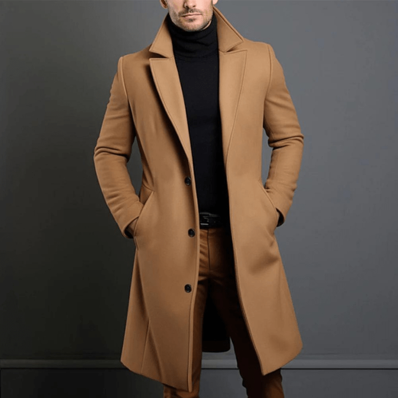 Abrigo largo de invierno Edward para hombre: chaqueta estilo gabardina cálida y aislante con un corte clásico y elegante.