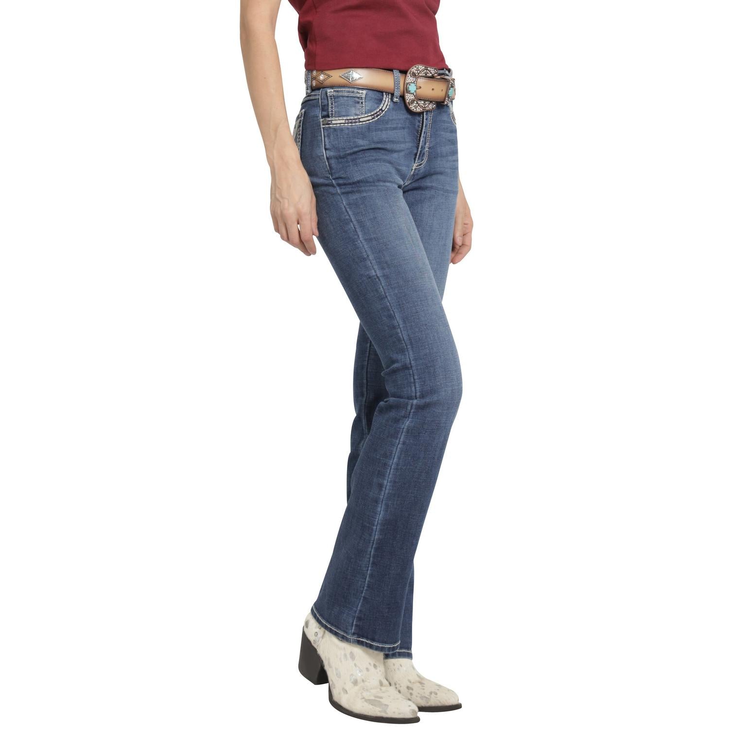 Jeans Vaquero Wrangler Mujer High Rise Corte Bota 926