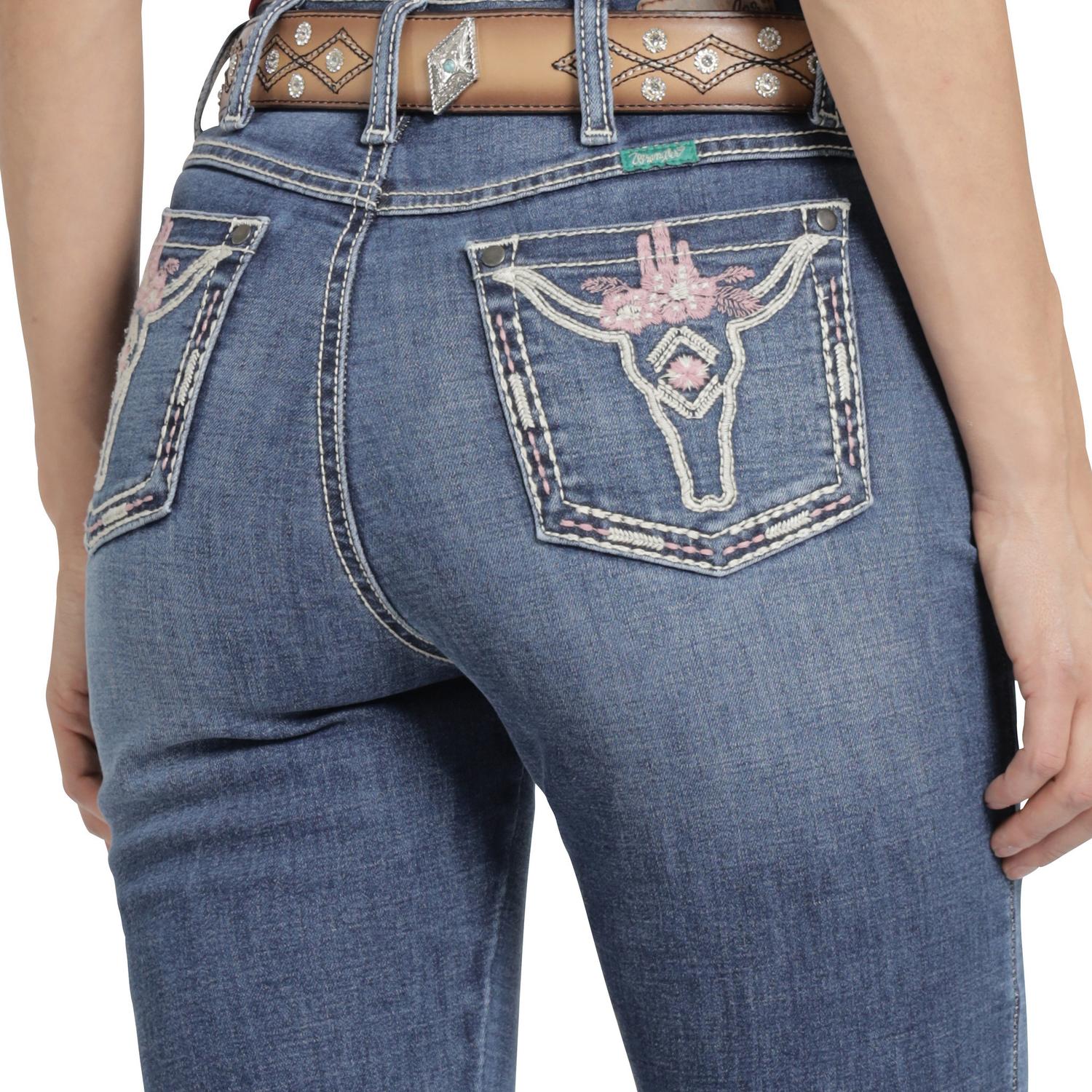 Jeans Vaquero Wrangler Mujer High Rise Corte Bota 926