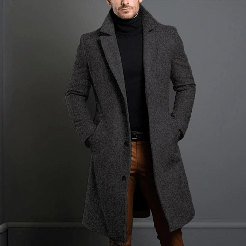 Abrigo largo de invierno Edward para hombre: chaqueta estilo gabardina cálida y aislante con un corte clásico y elegante.