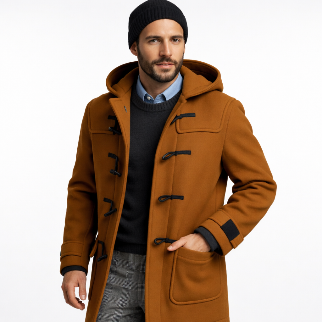 Abrigo Seth Largo para hombre: elegante corte largo con cremallera frontal y bolsillos laterales.