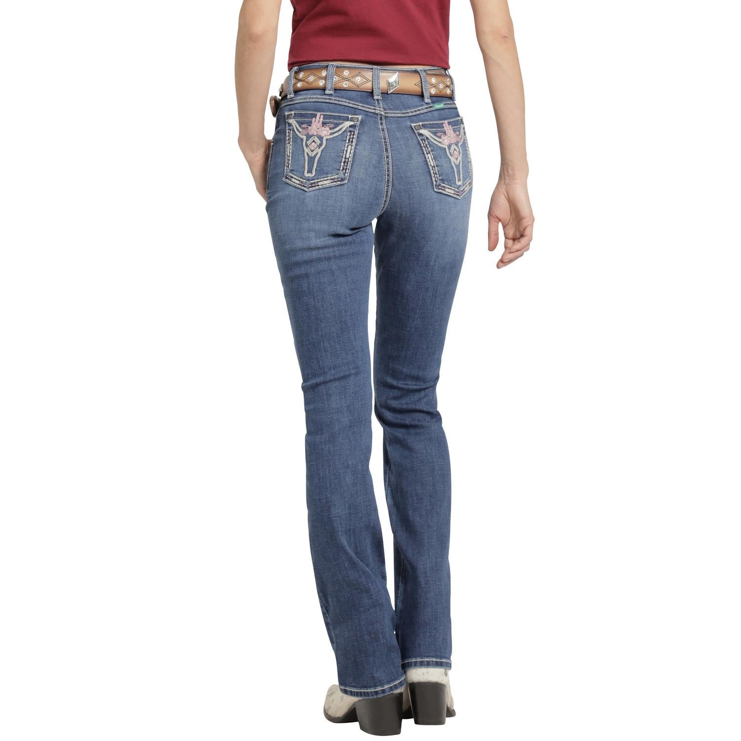 Jeans Vaquero Wrangler Mujer High Rise Corte Bota 926