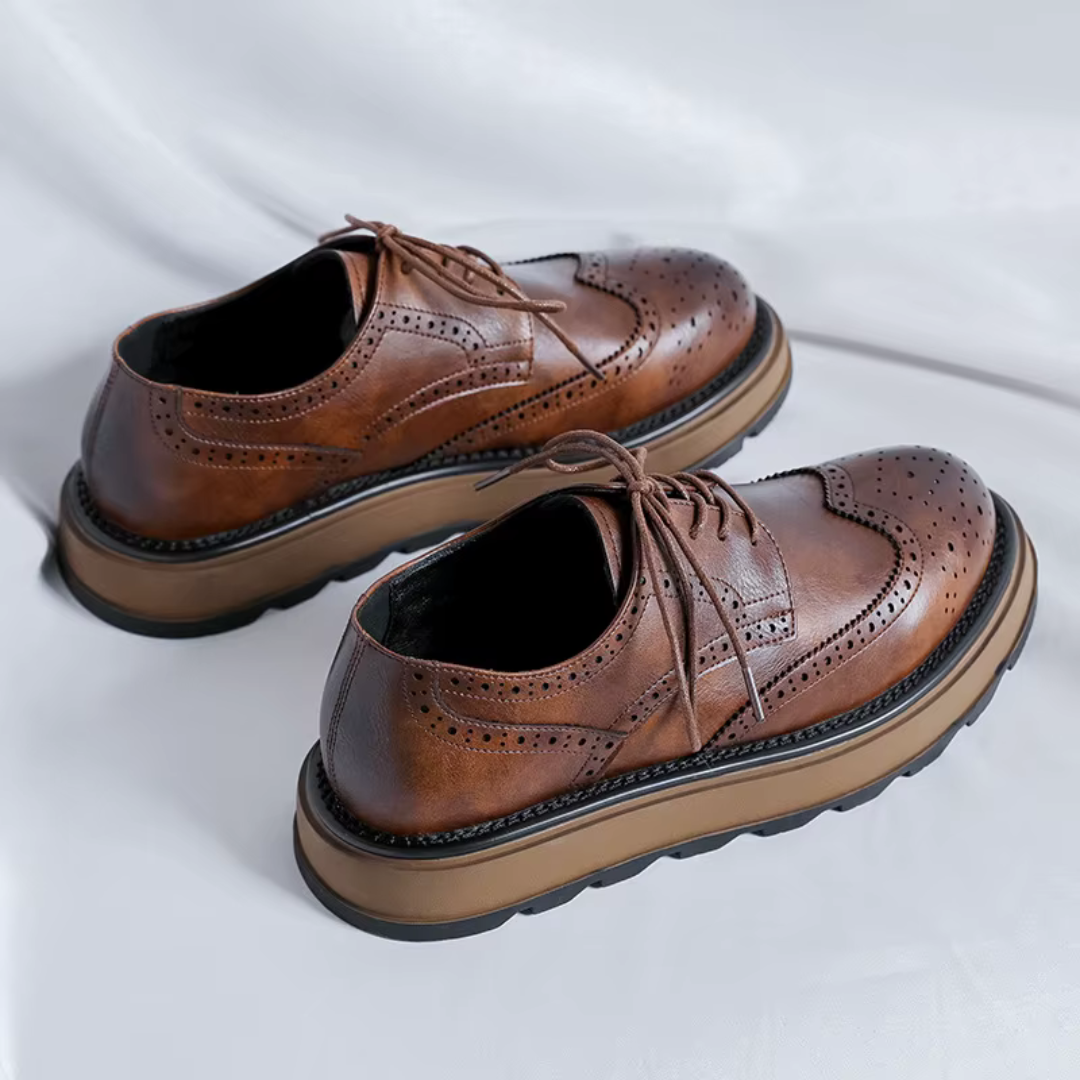 Alehan - Zapatos Derby De Cuero Con Suela Dentada
