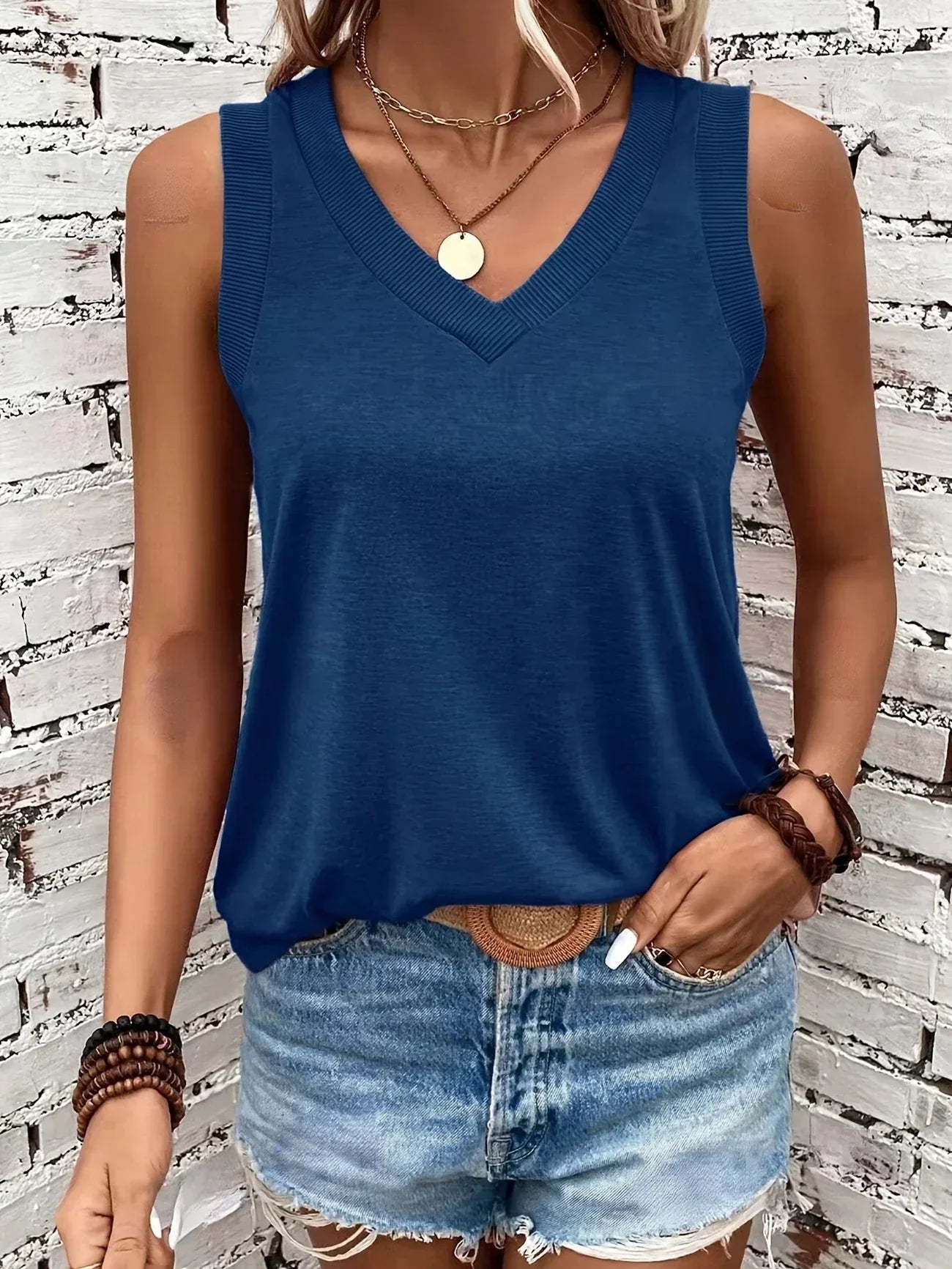 Analia - Top Transpirable Con Cuello En V Y Sin Mangas