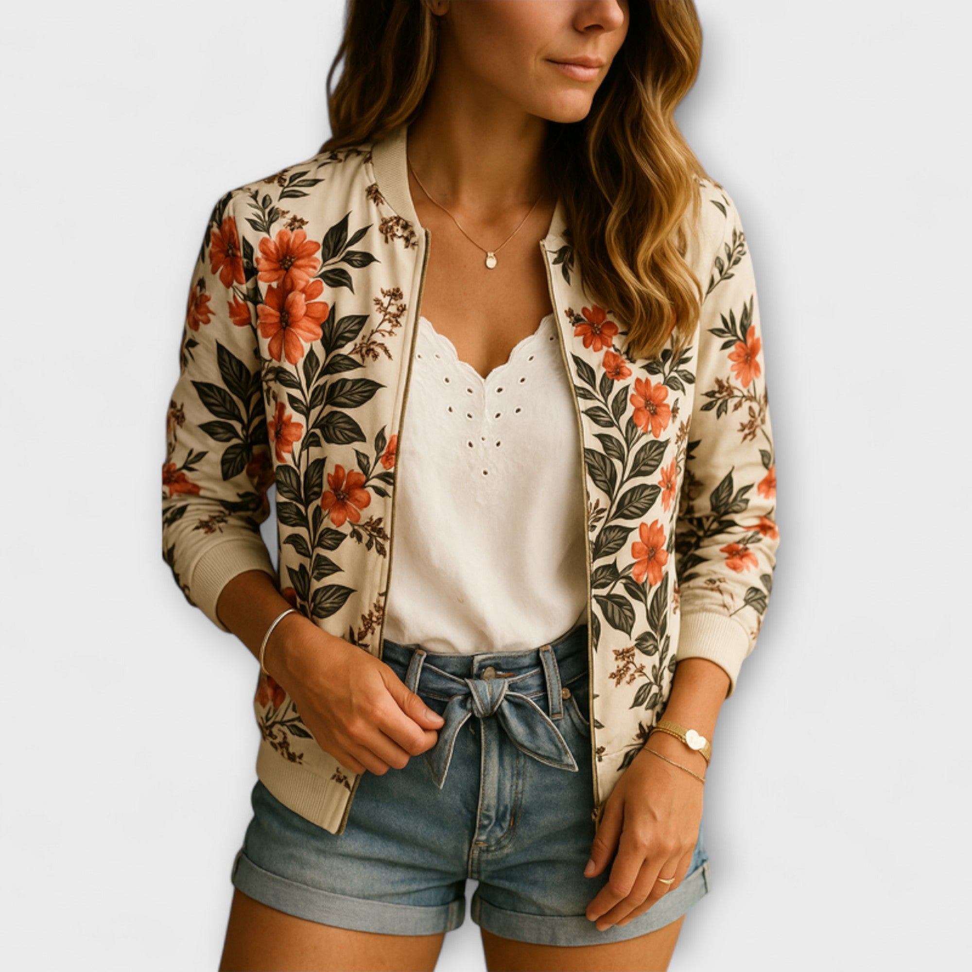Kaelin - Elegante chaqueta bomber con estampado floral