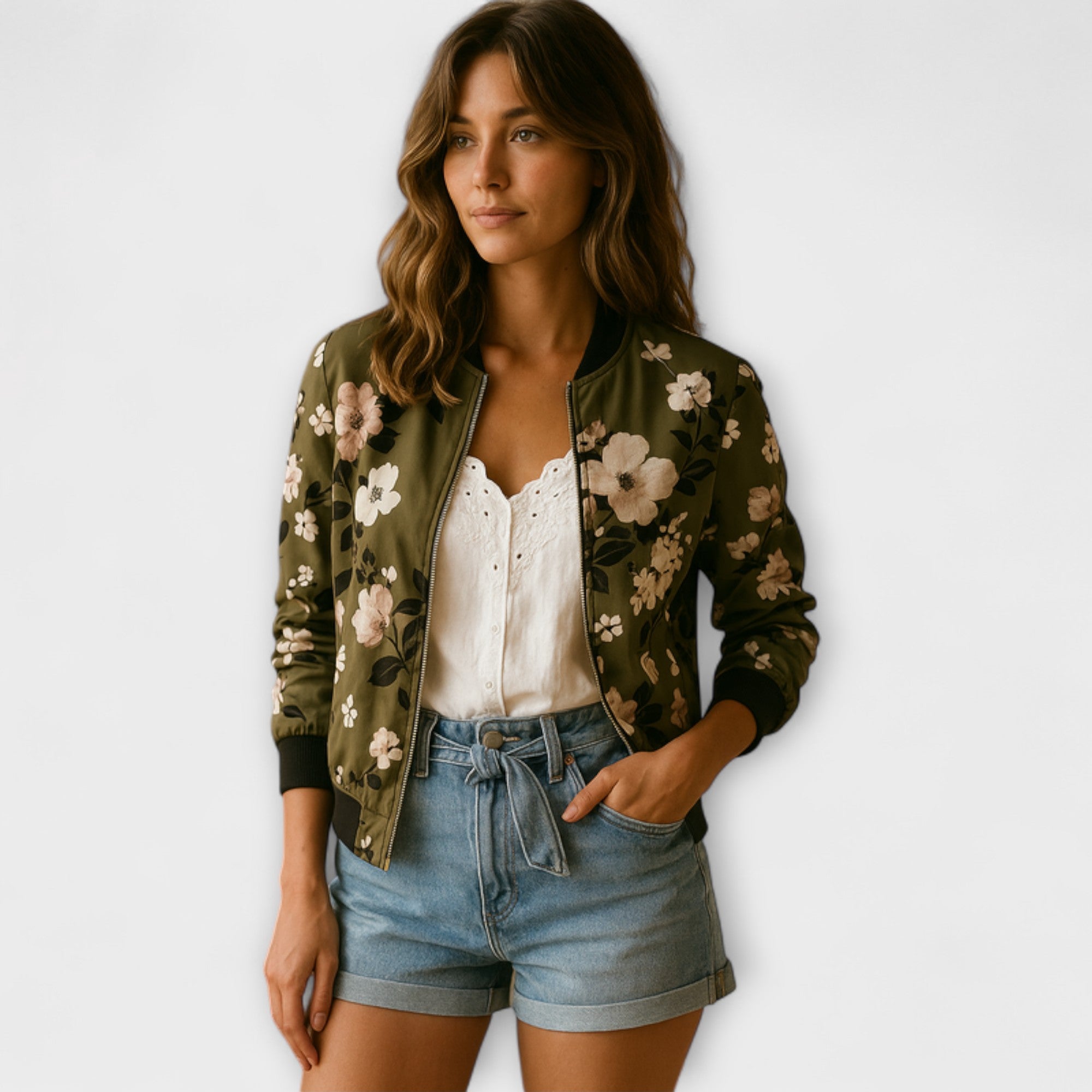 Kaelin - Elegante chaqueta bomber con estampado floral