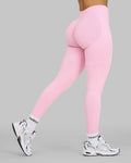 Leggings Elevate™ acanalados de contorno con cintura media | Rosa caramelo