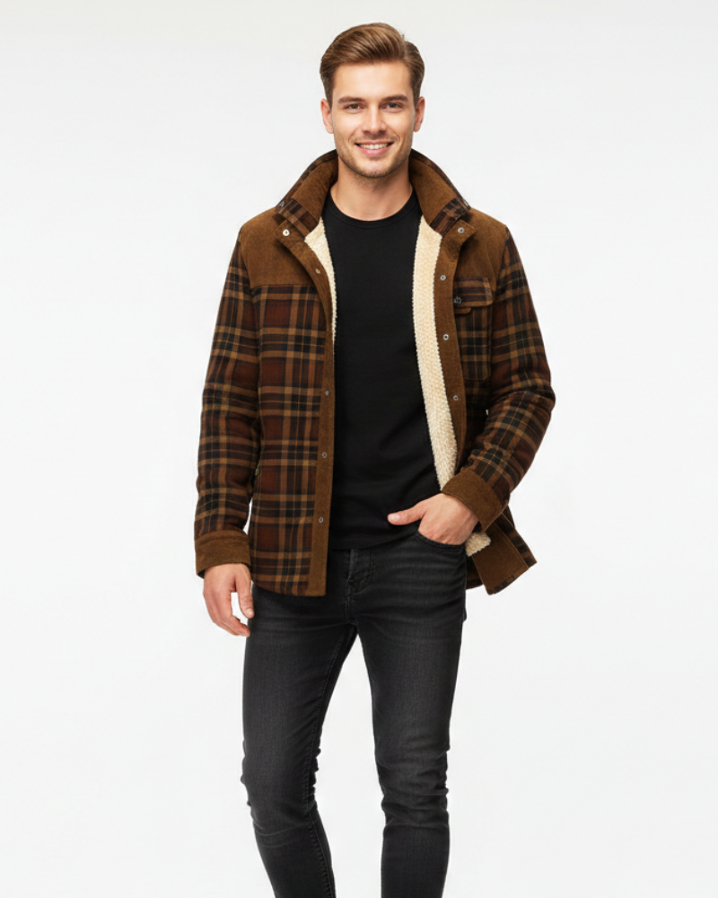 Arthuro Abrigo de Invierno para Hombre – Chaqueta a Cuadros Elegante con Solapa y Botonadura Clásica