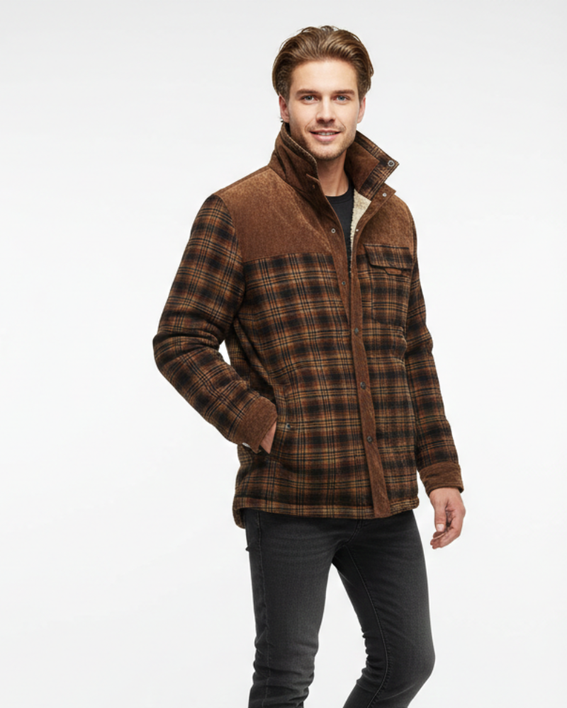 Arthuro Abrigo de Invierno para Hombre – Chaqueta a Cuadros Elegante con Solapa y Botonadura Clásica