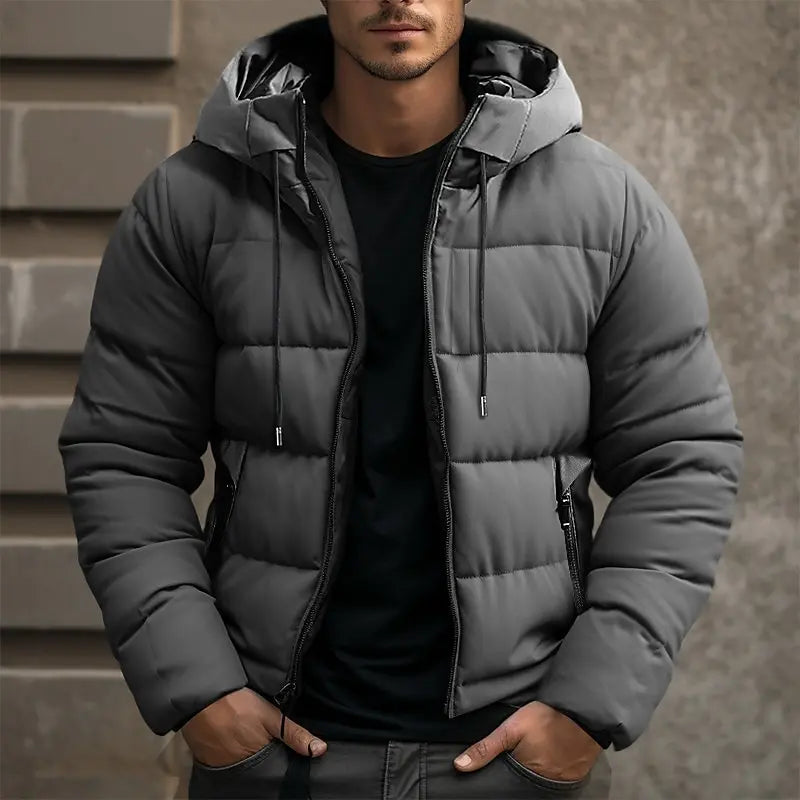 Roel Veste d’Hiver Matelassée Hombre – Abrigo Caliente Aislado con Capucha para Tiempo Frío