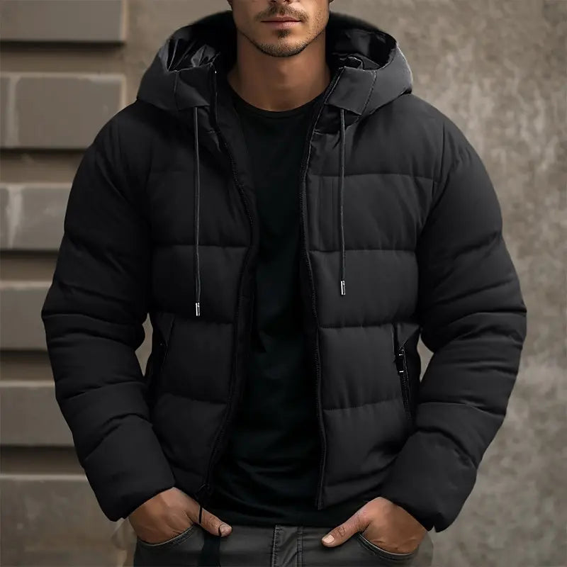 Roel Veste d’Hiver Matelassée Hombre – Abrigo Caliente Aislado con Capucha para Tiempo Frío