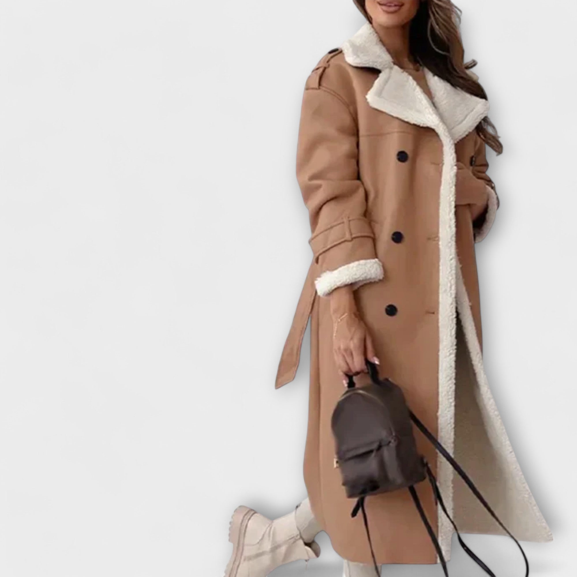 Aurora – Lange klassische Jacke mit Fleecefutter und Teddykragen