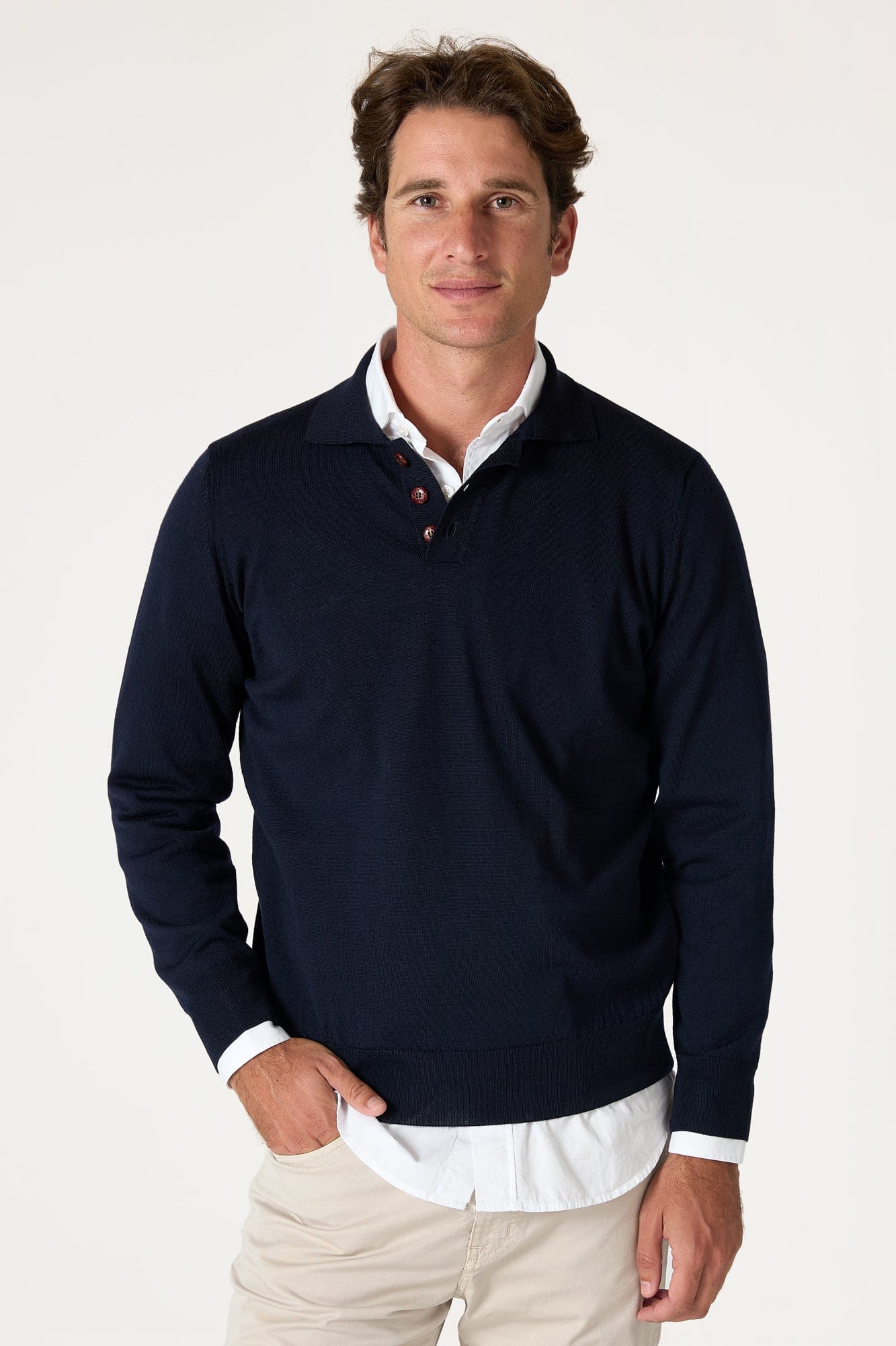 The Jersey Merino Polo Azul Marino