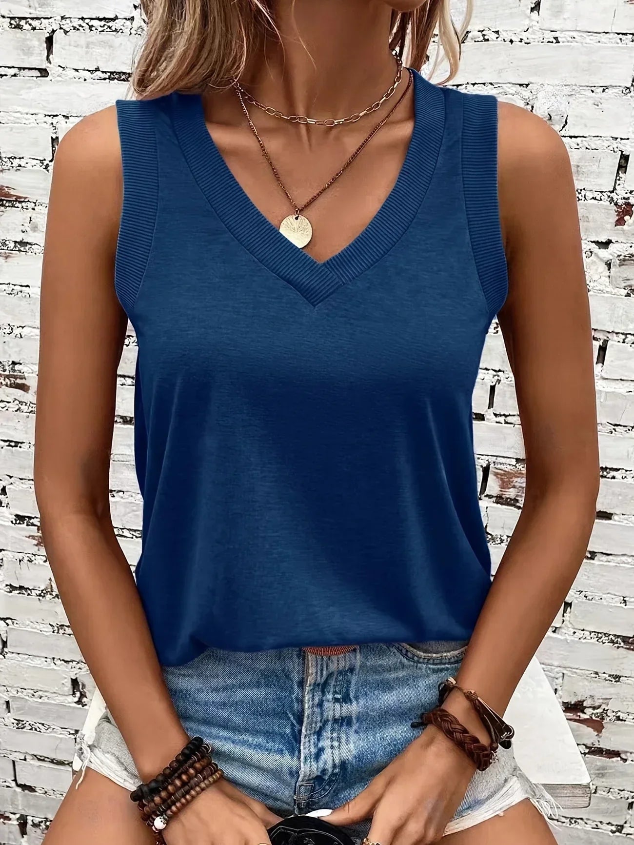 Analia - Top Transpirable Con Cuello En V Y Sin Mangas