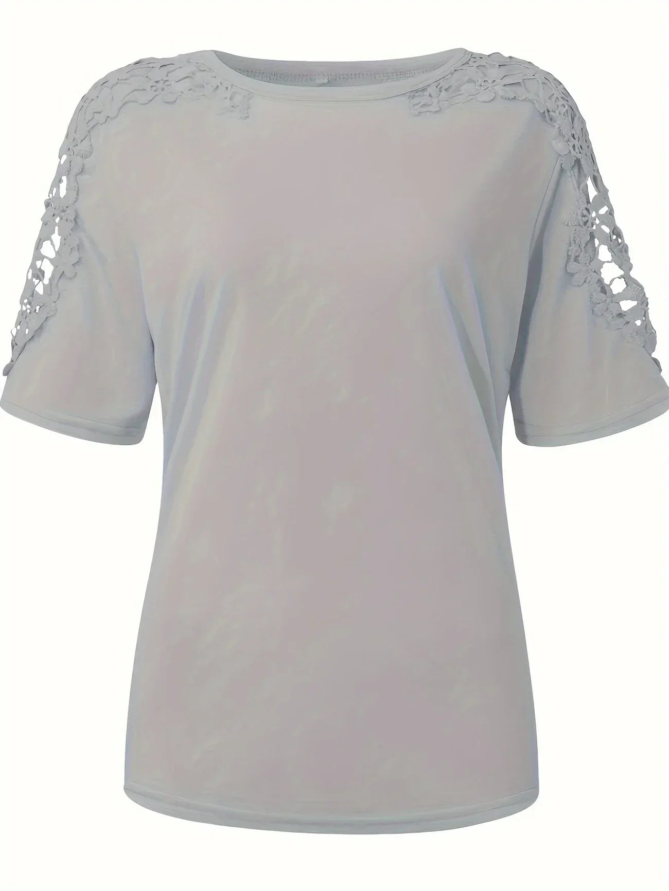 Ancuta - Elegante Verano Manga Corta Camiseta Con Encaje