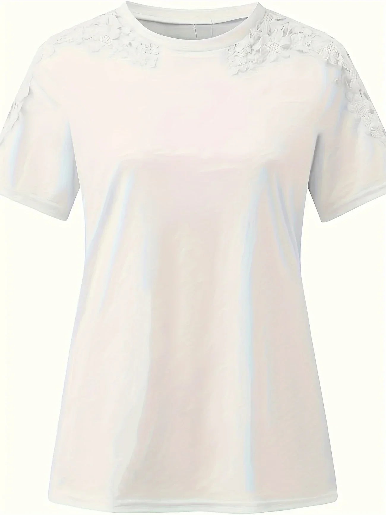 Ancuta - Elegante Verano Manga Corta Camiseta Con Encaje
