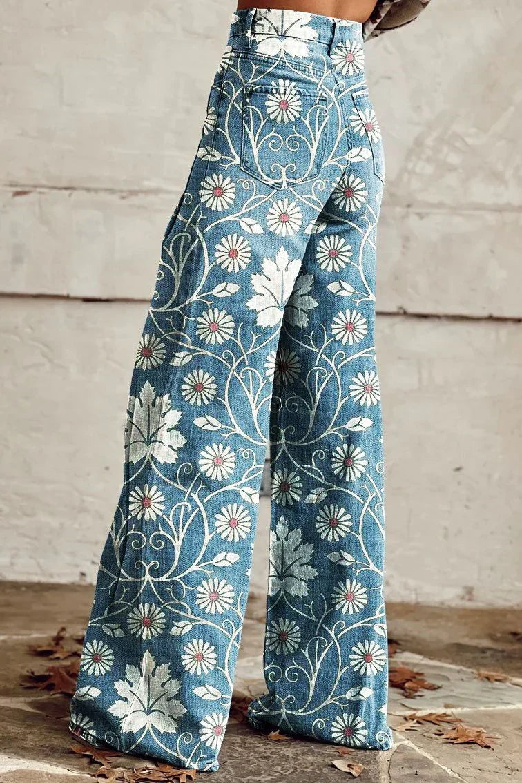 Pantalon Alina Femme Style Boho Vintage – Pantalon Large Aéré avec Imprimés Bohèmes Tendance
