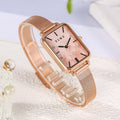 Reloj de cuarzo de estilo cuadrado de alta calidad con correa de acero para estudiantes y temperamento simple.