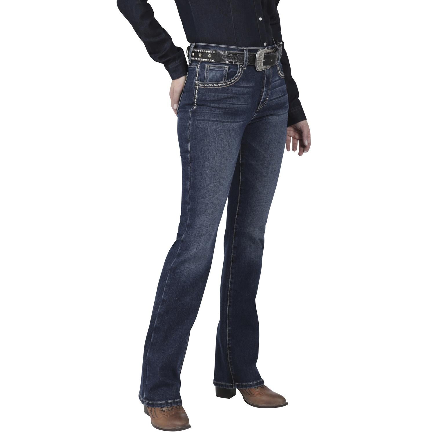 Jeans Vaquero Wrangler Mujer High Rise Corte Bota 584