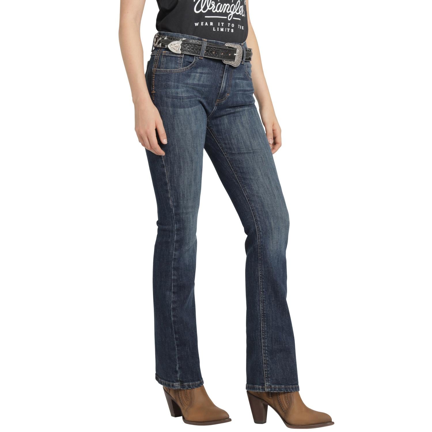 Jeans Vaquero Wrangler Mujer High Rise Corte Bota 581