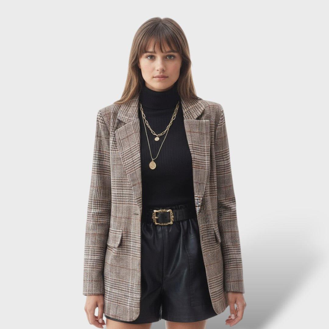 Chaqueta Relajado a Cuadros para Damas