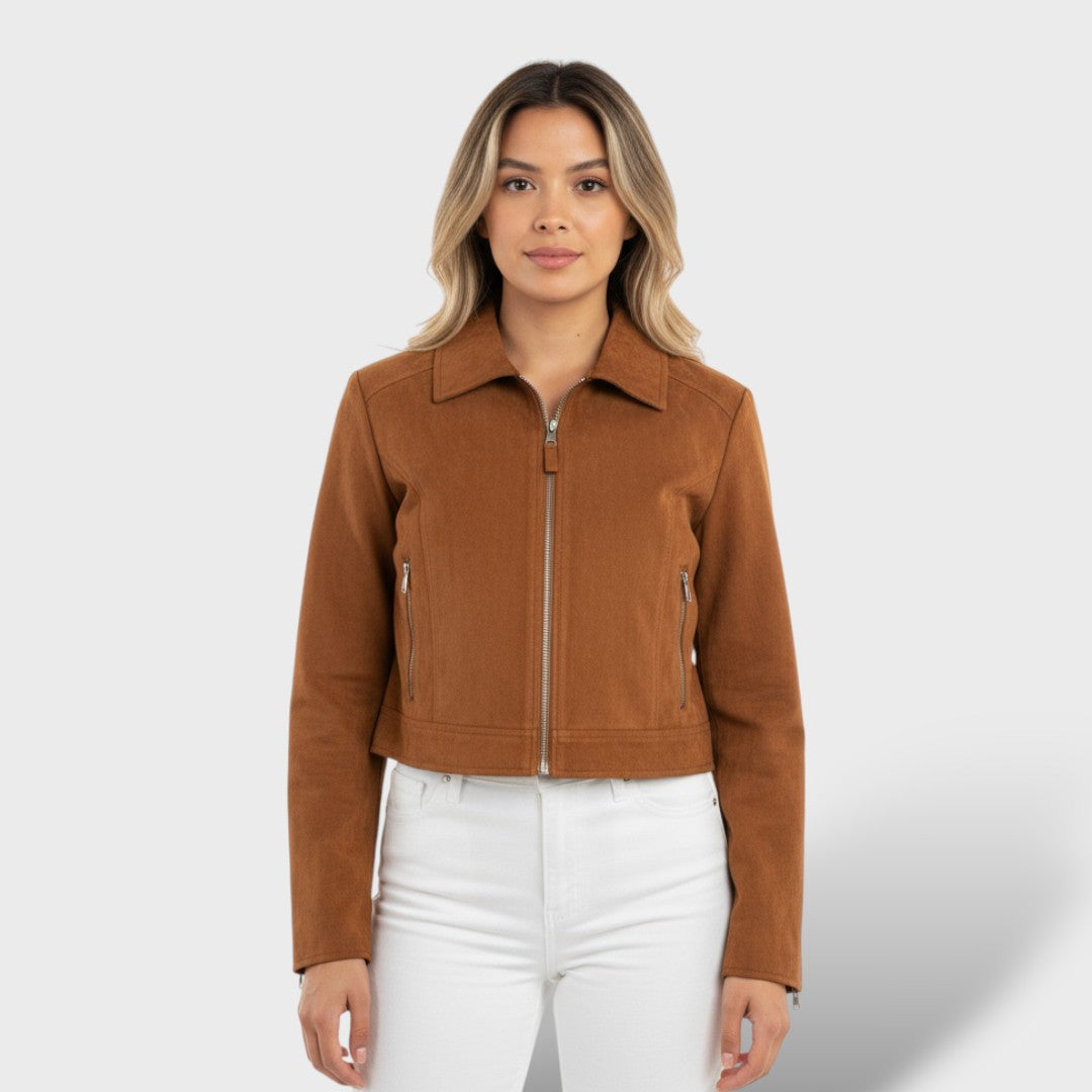 Chaqueta corta de ante vintage mujer