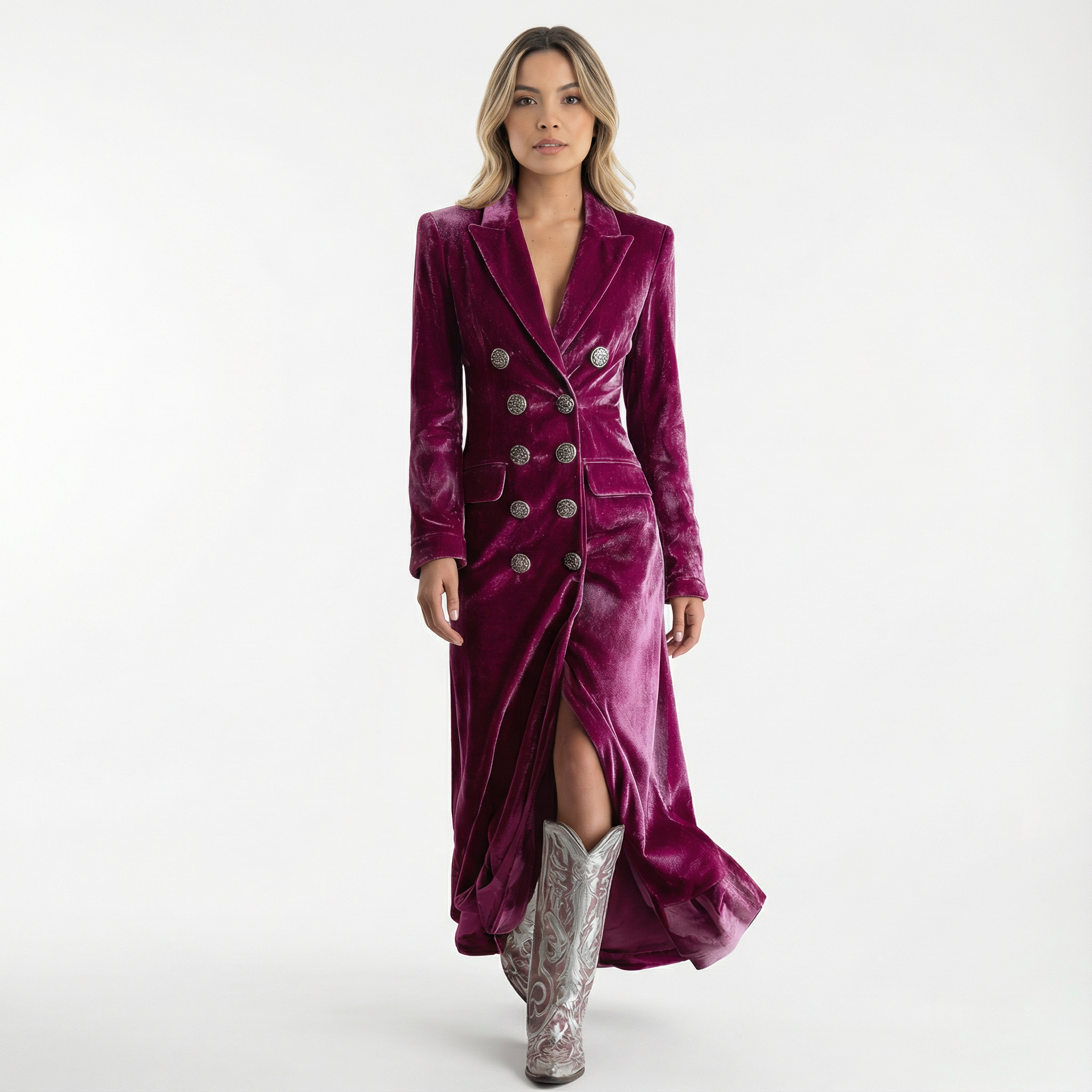 Vestido Blazer Maxi de Terciopelo