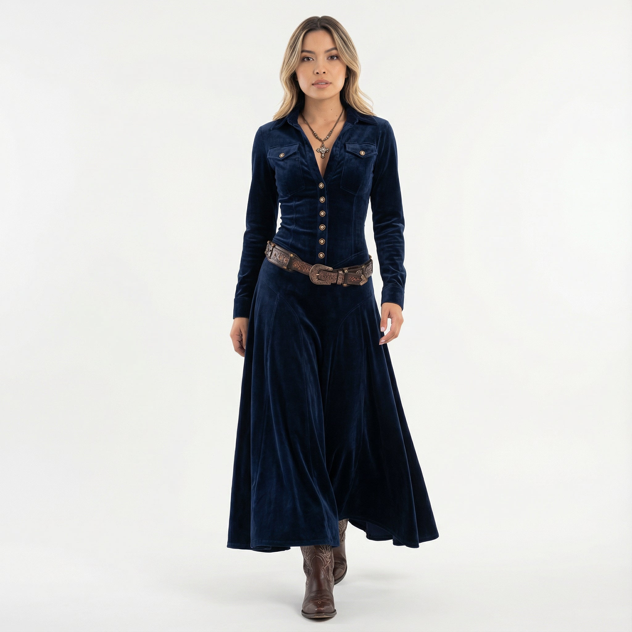 Vestido Maxi de Terciopelo Elegante