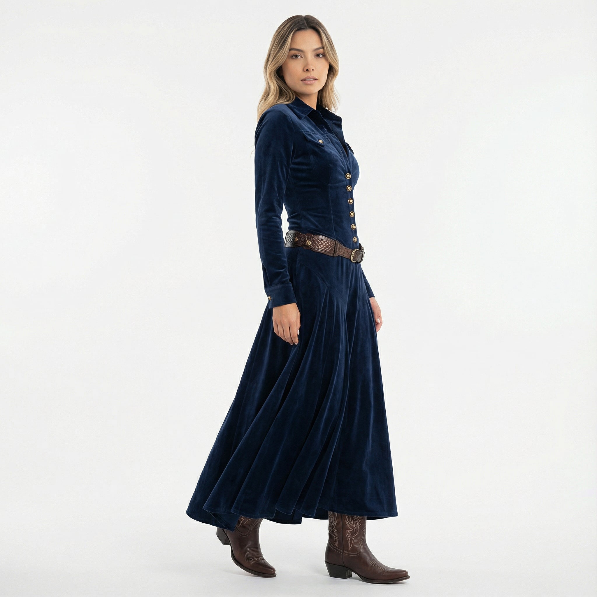 Vestido Maxi de Terciopelo Elegante
