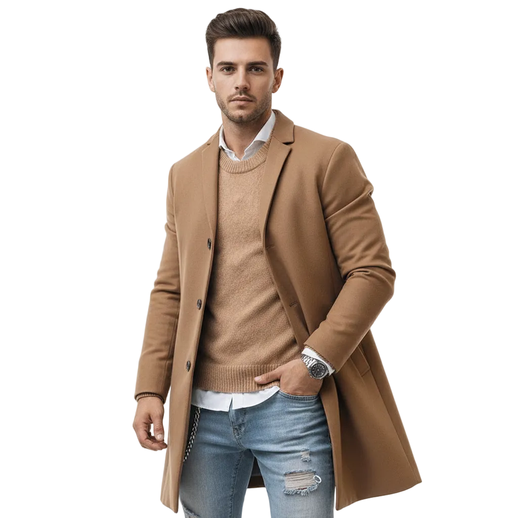 Norlan Abrigo Hombre de Botonadura Simple – Corte Ajustado y Estilo Moderno