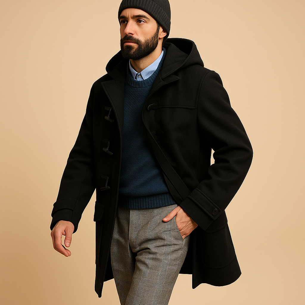 Abrigo Seth Largo para hombre: elegante corte largo con cremallera frontal y bolsillos laterales.