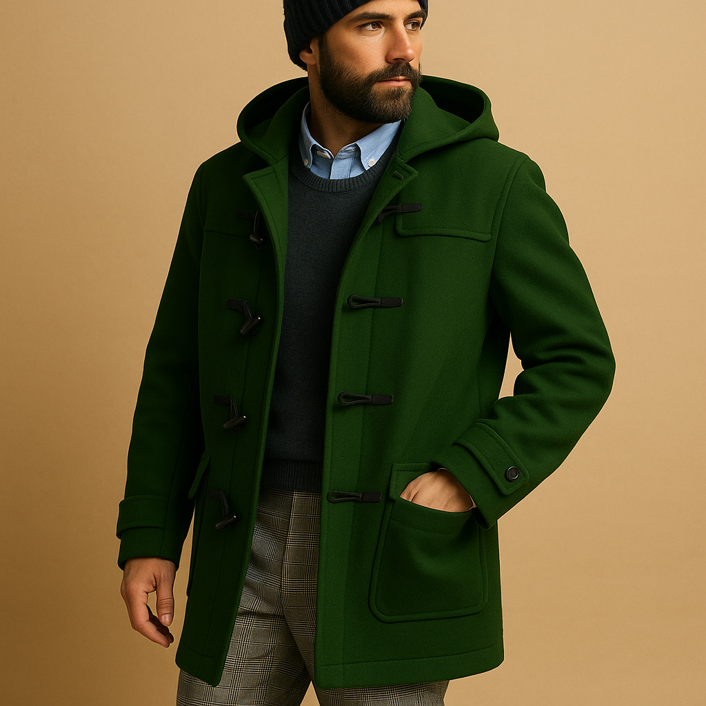 Abrigo Seth Largo para hombre: elegante corte largo con cremallera frontal y bolsillos laterales.