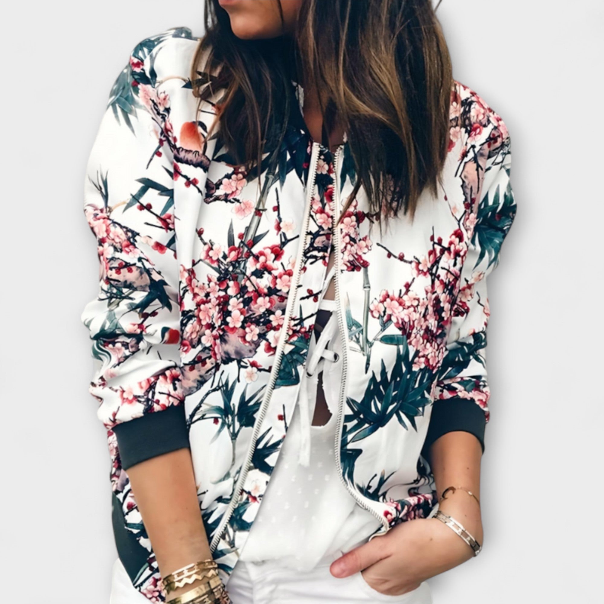 Kaelin - Elegante chaqueta bomber con estampado floral
