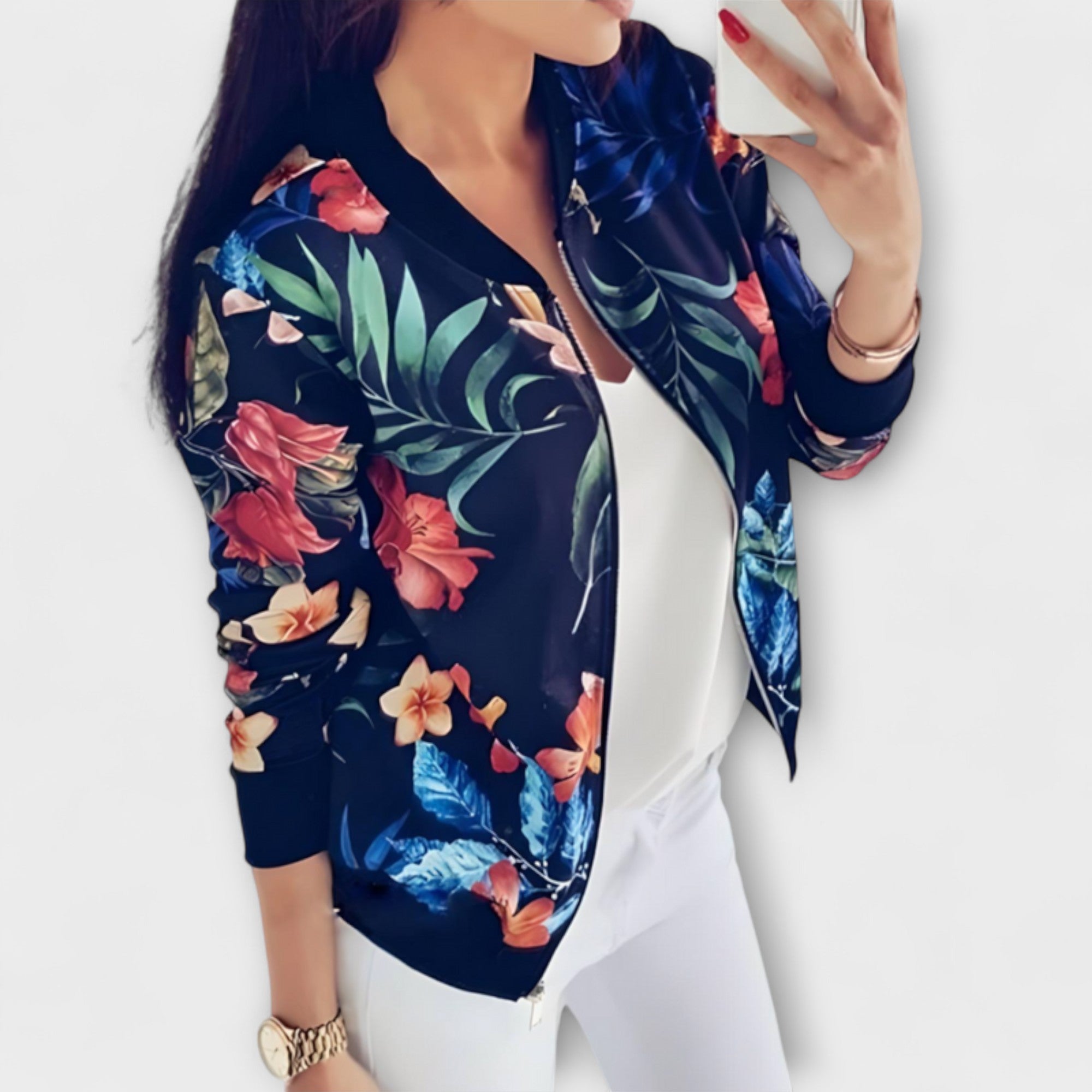 Kaelin - Elegante chaqueta bomber con estampado floral